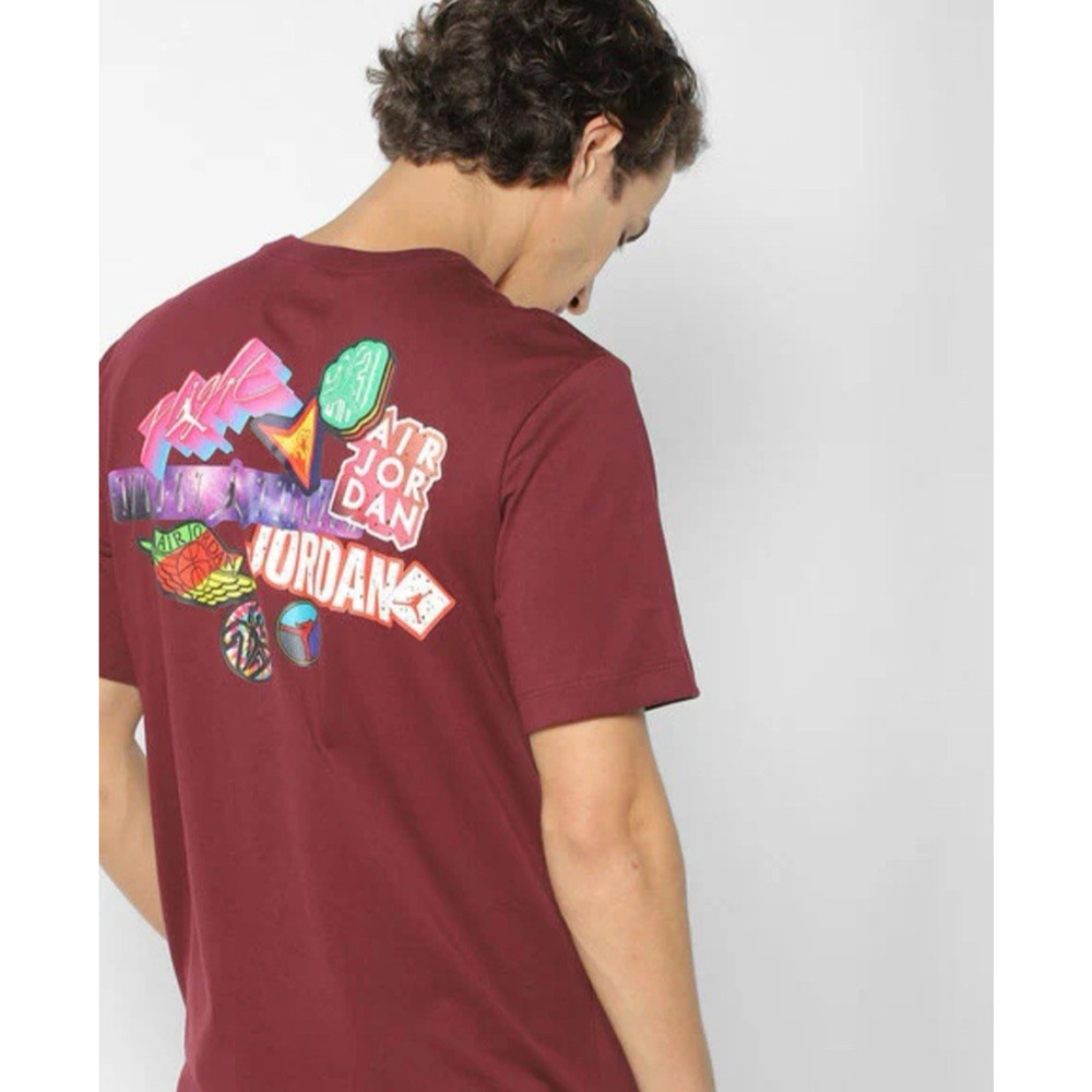 Nike‎ Jordan Sticker Mash Logo T-Shirt Mens XL Maroon